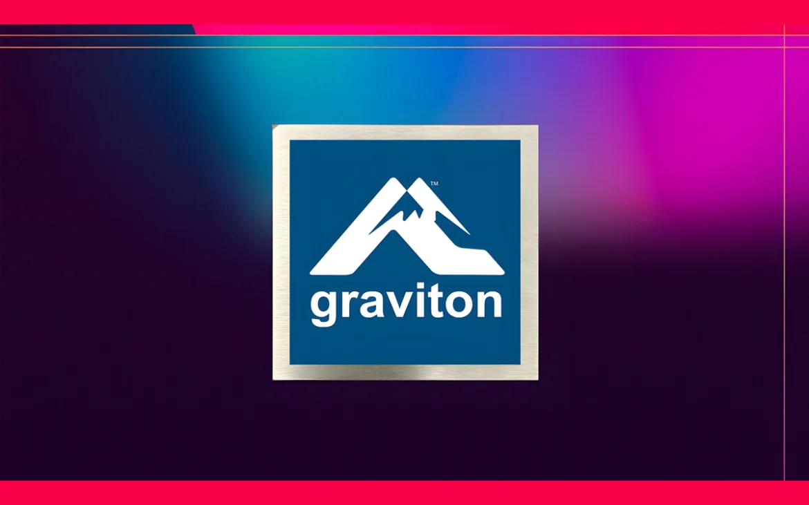 Logotipo de AWS Graviton sobre fondo tecnológico multicolor