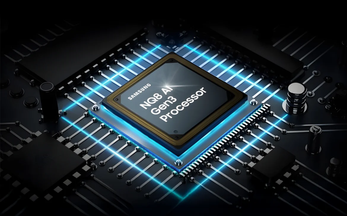 Procesador Samsung NQ8 AI Gen3 con Vision AI para procesamiento inteligente de imagen y sonido en TVs 8K