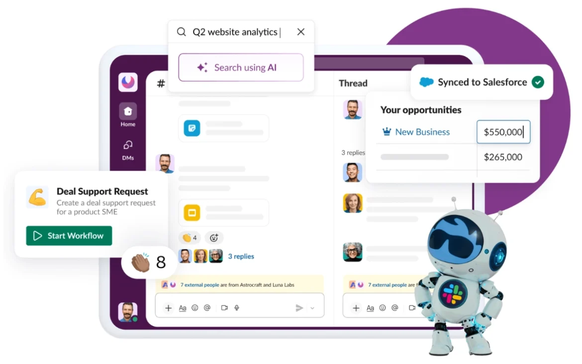 Slackbot de Salesforce integrado en Slack como agente de IA para productividad empresarial
